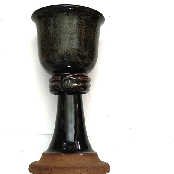 VINTAGE ARTISAN SET OF FIVE POTTERY STONEWARE (WINE) GOBLETS - Picture 3 of 16